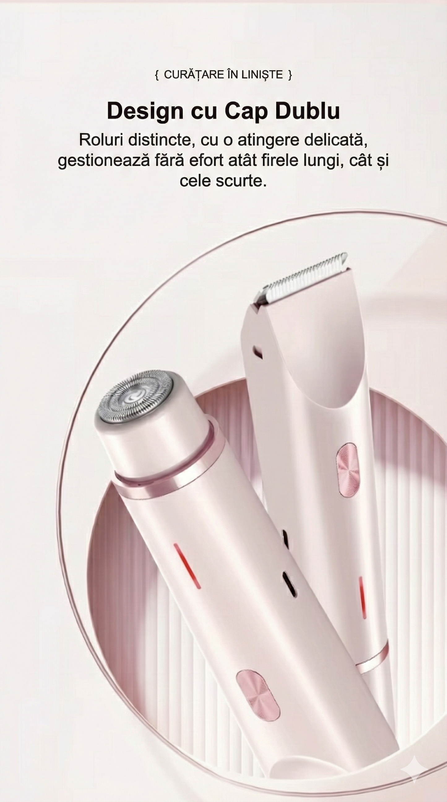 Epilator Electric 2-în-1 Premium pentru Femei - Aparat de Ras Fără Durere, Waterproof IPX7, Reîncărcabil USB pentru Față, Corp și Zona Bikini