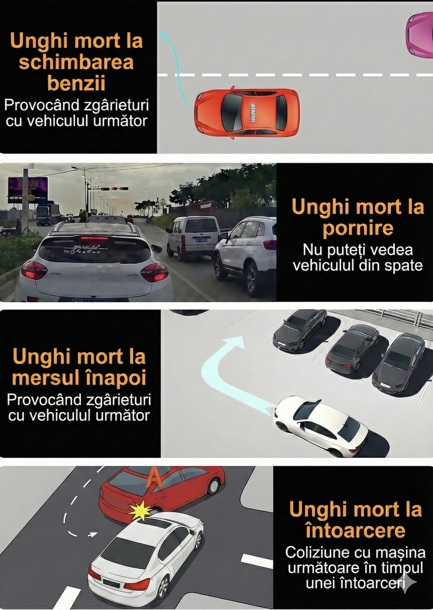 Set 2 Oglinzi Auto pentru Unghi Mort - Reglabile 360°, HD, Anti-Ploaie și Anti-Aburire (Fixare cu Ventuză)