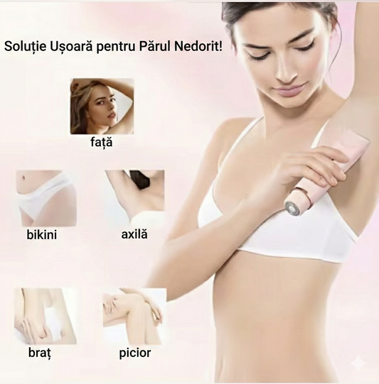 Epilator Electric 2-în-1 Premium pentru Femei - Aparat de Ras Fără Durere, Waterproof IPX7, Reîncărcabil USB pentru Față, Corp și Zona Bikini
