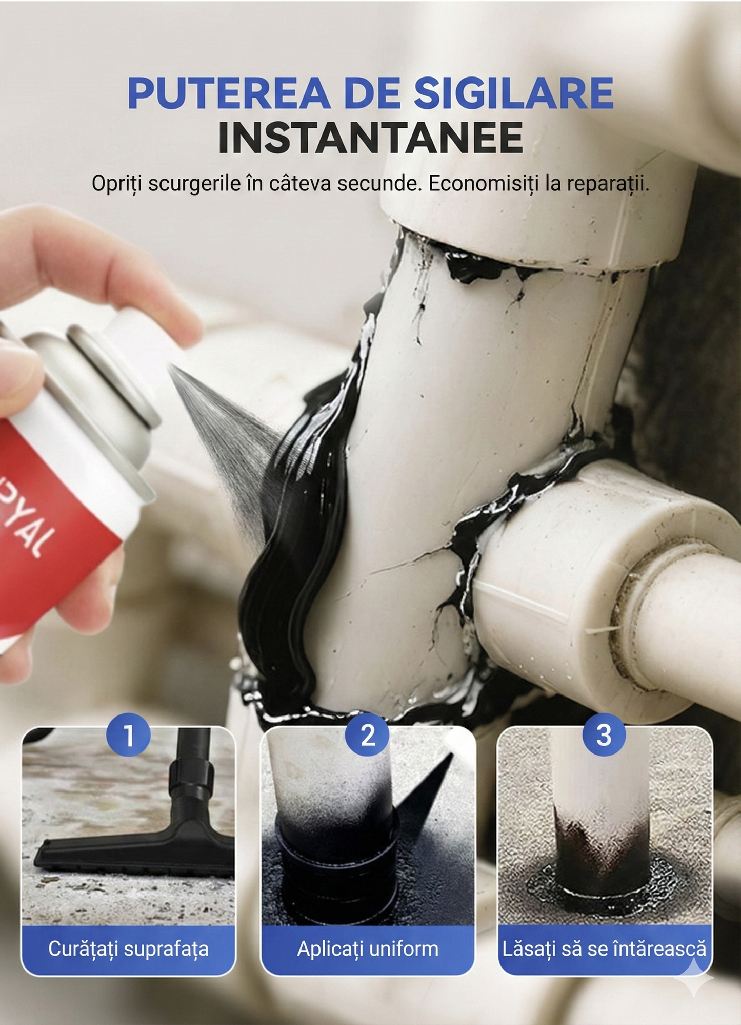 Pastă Reparatoare Universală "Stop Scurgeri" - Izolare Perfectă pentru Baie, Acoperiș și Instalații Sanitare