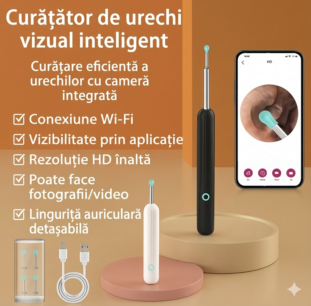 Otoscop Inteligent cu Cameră HD